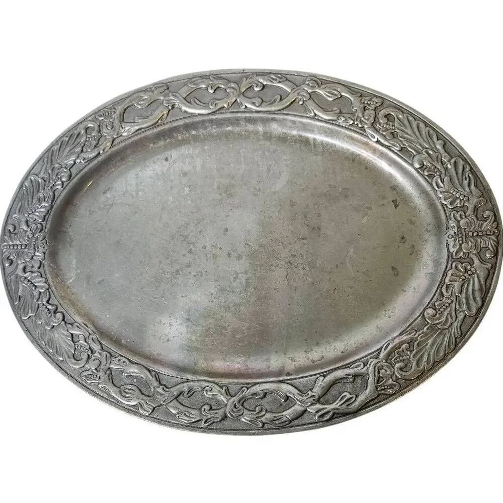 Vintage Charter Club oval metal alloy serving platter. 1997.
